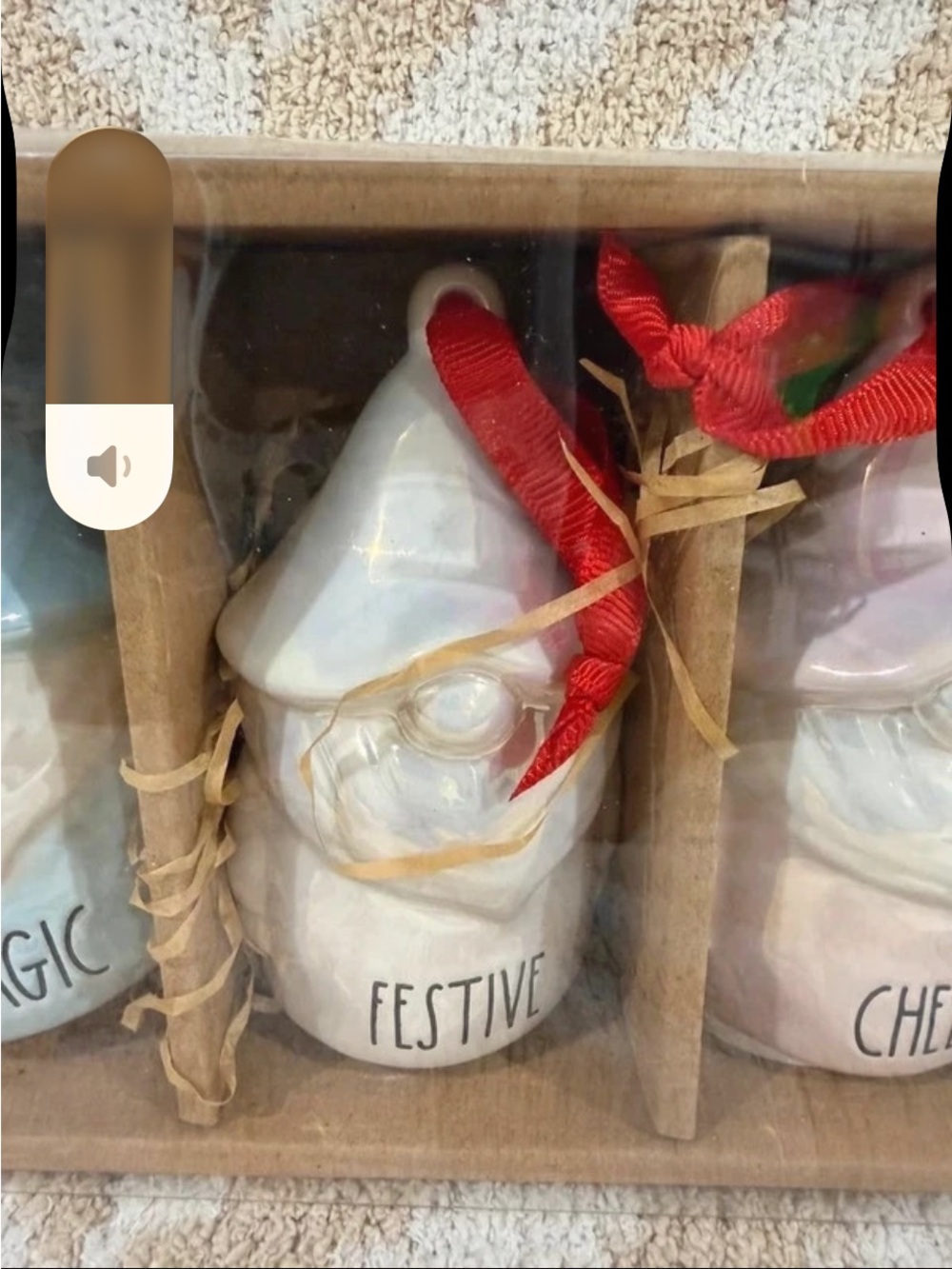 Rae Dunn Pastel Gnome Ornaments in Blue, White, and Pink - Picture 3 of 5